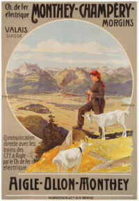 Swiss Original Vintage Railway Poster Morgins Champéry Monthey Ollon Aigle Reckziegel 1907