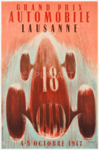 Original Vintage Swiss Race Poster Landry Grand Prix Automobile Lausanne 1947