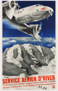 Original Swiss Avantgarde Aviation Poster Photomontage Herbert Matter Service Aerien Hiver 1935