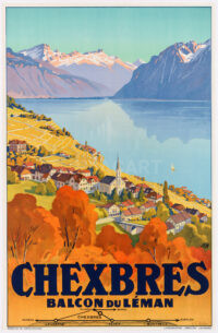 Original Swiss Travel Poster Muller Chexbres Balcon du Léman 1927