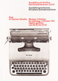 Original Swiss Vintage Poster Design Hiestand Gast im Zeichen Olivettis – Kongresshaus Zürich 1961