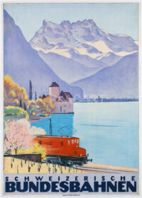 Original Swiss Vintage Travel Poster Cardinaux Federal Railways SBB Lac Léman Chillon 1928