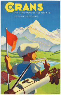 Original Vintage Poster Peikert Crans sur Sierre Golf 1943
