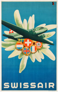 Original Vintage Poster Swissair DC-3 Edelweiss Brunner Studio Selecta 1938