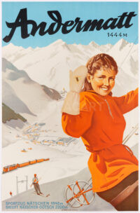 Rare Original Swiss Vintage Poster Bindschedler Andermatt 1945