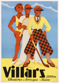 Original Vintage Travel Poster Handschin Villars Chesieres Arveyes Vaud Switzerland 1934